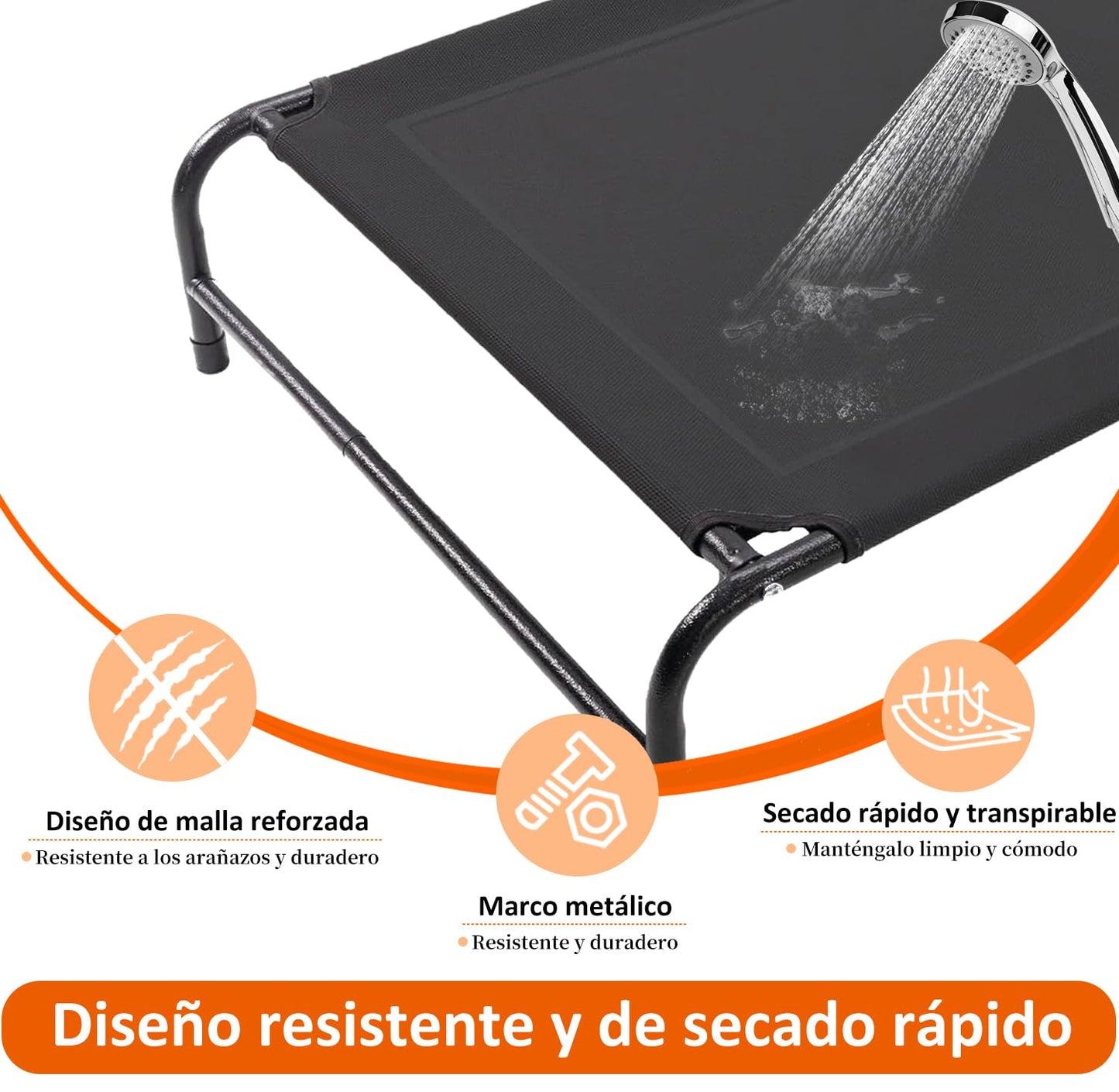 Cama para Perro, Cama Elevada para Perro con Malla Transpirable y Lavable, Portátil Camas para Perros Extra Grande Para Uso Interior y Exterior, Apto para Todo Tipo de Mascotas, Antideslizante (L)