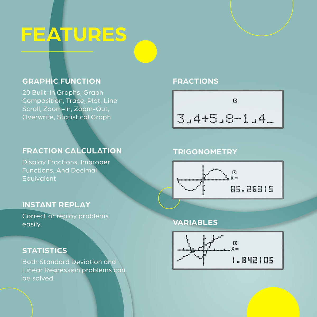 Calculadora Científica TOVO Negra con Funciones Gráficas y 360 Funciones para Principiantes y Cursos Avanzados