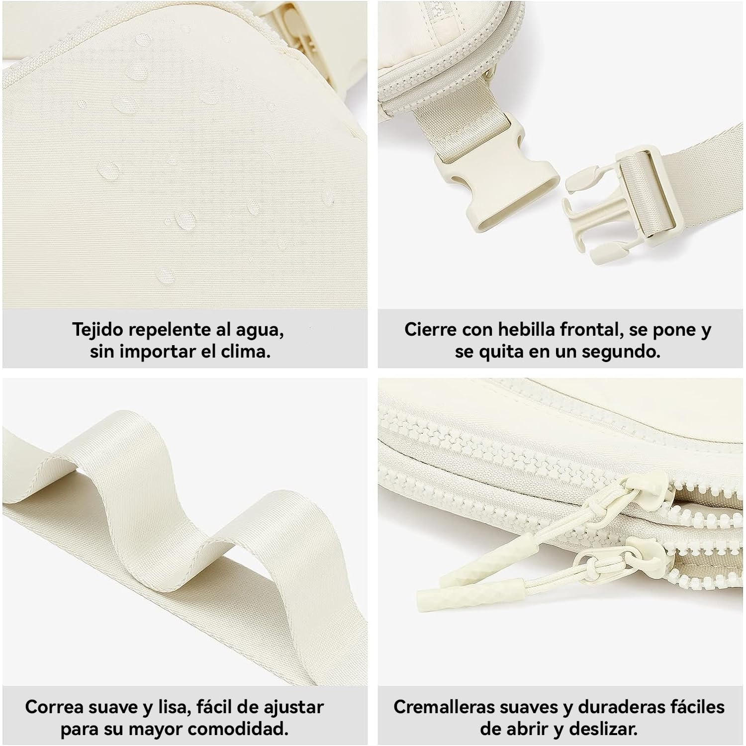 CXJYSD Riñonera de moda casual para hombres y mujeres,correa de hombro ajustable multifuncional,bolso cruzado con 4 bolsillos con cremallera, adecuado para hacer ejercicio,correr (Blanco-02)