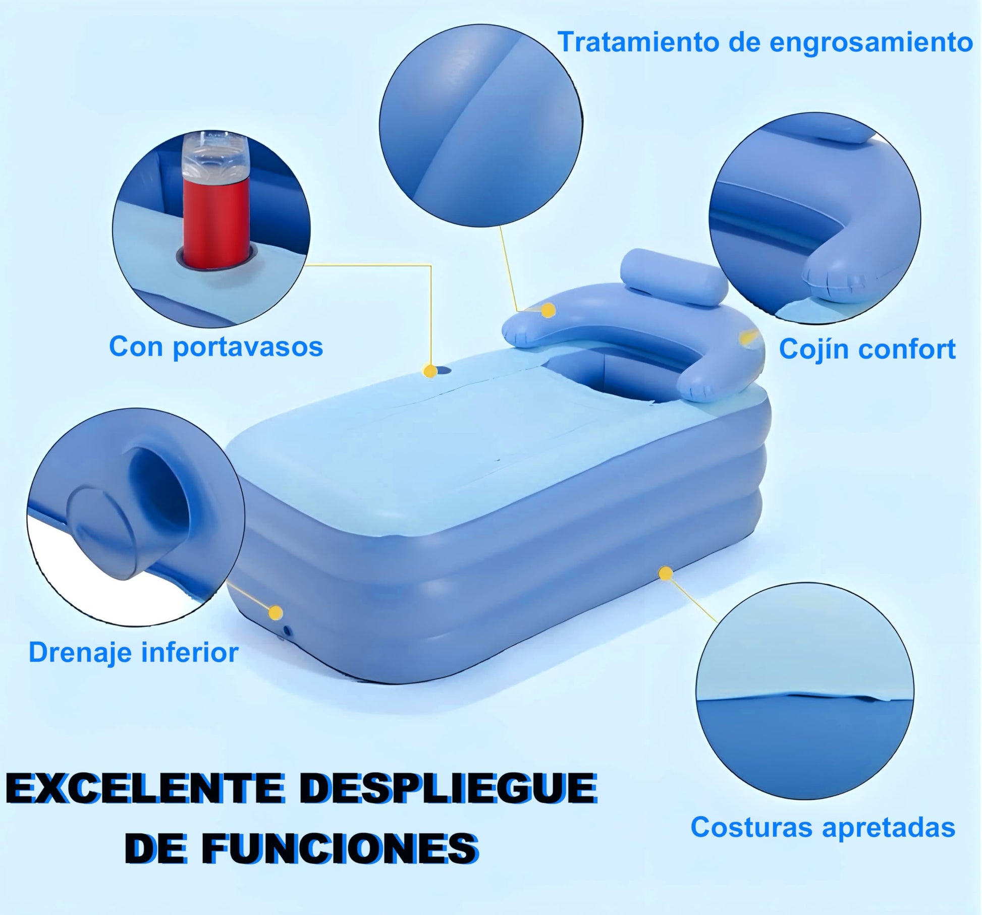 Bañera Inflable Rawtank Azul con Bomba de Aire y Cubierta para Adultos