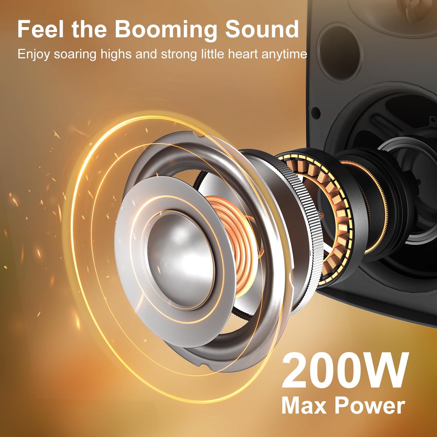 STUDIOFINIX - Altavoces Bluetooth para Exteriores de 6.5 Pulgadas, 400 W, Impermeables, con Cable, Sistema de Altavoces Impermeables para Patio, hogar, Piscina, terraza, Patio Trasero (par), Negro