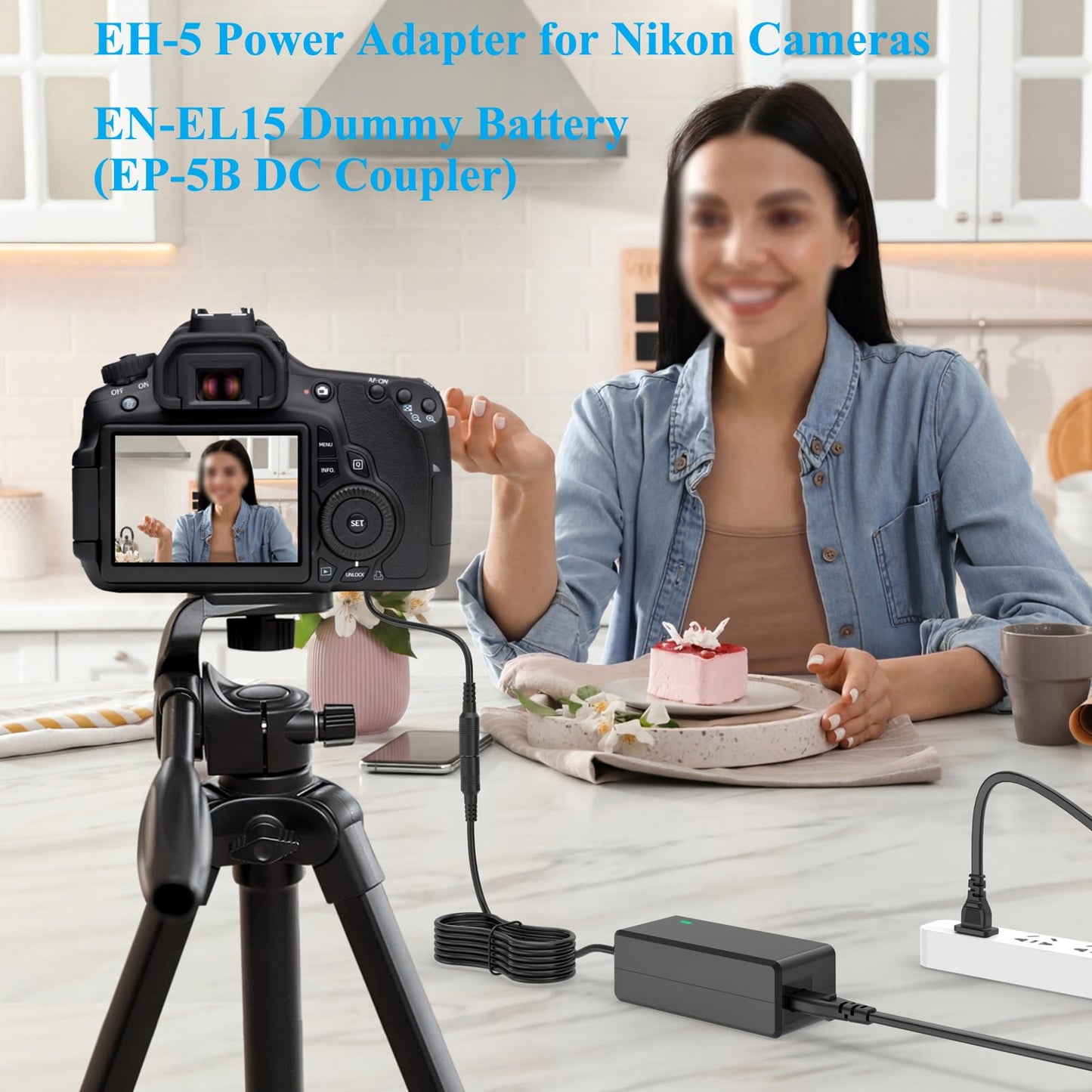 TKDY Eh-5 Plus Power Adapter Supply Updated EP-5B DC Coupler Kit (EN-EL15 Battery Replacement) For D500 P520, P530,D600, D610,D750 D7000,D7100,D800,D800E,D810,D800A,1V1