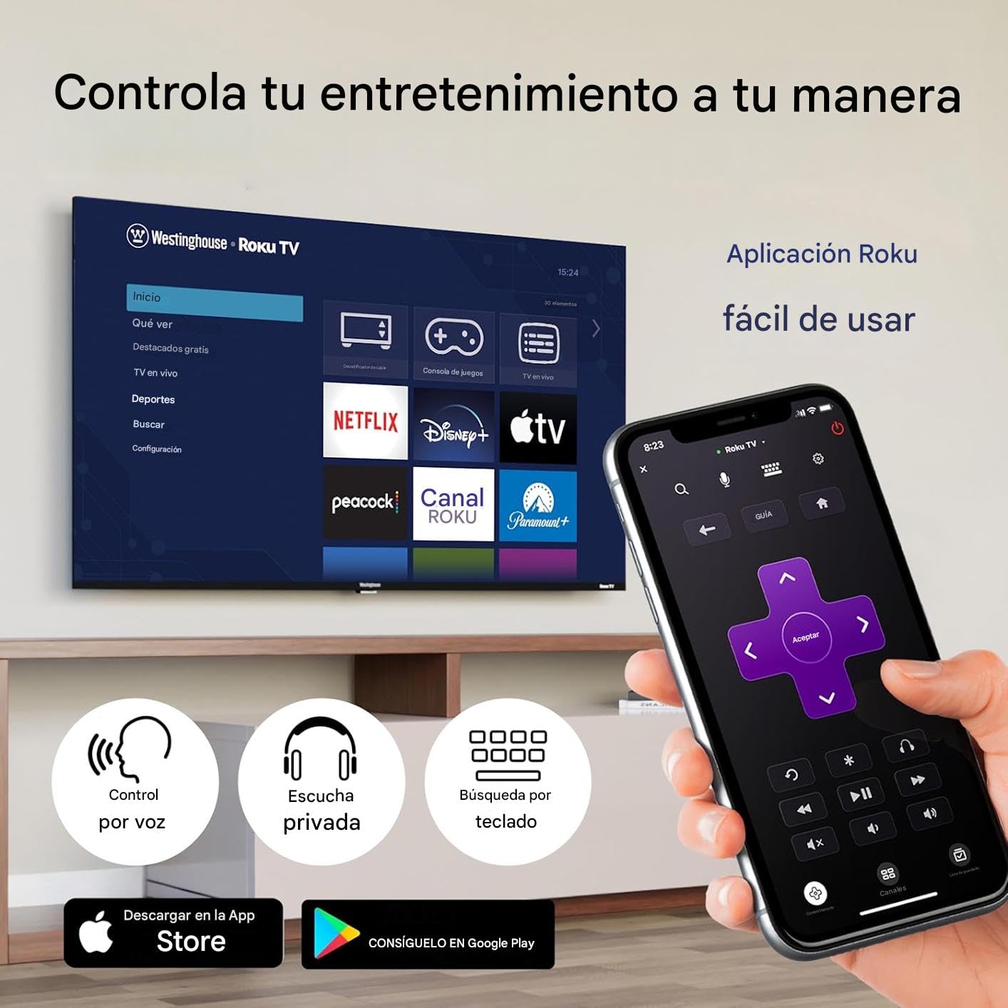 Westinghouse Roku TV Smart TV de 32" Pulgadas, Televisor HD QLED con Dolby Digital+, conectividad Wi-Fi y Aplicación móvil, Bluetooth, Apple AirPlay -WR32QE2350 (Reacondicionada)