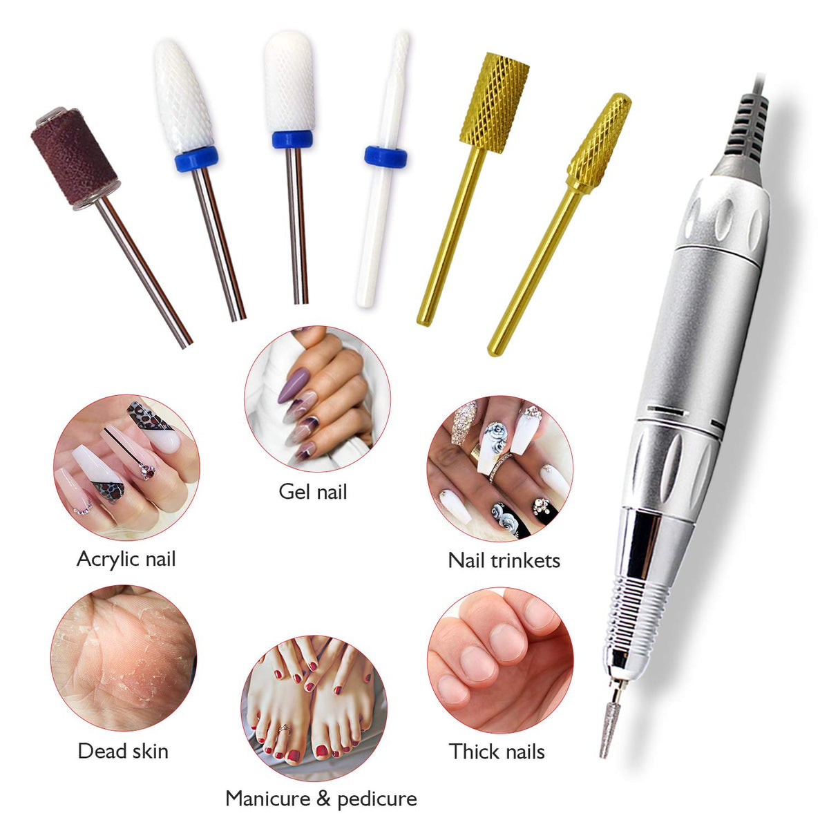 Taladro de Uñas AZ GOGO Profesional Portátil 30000 RPM con Bolsa de EVA