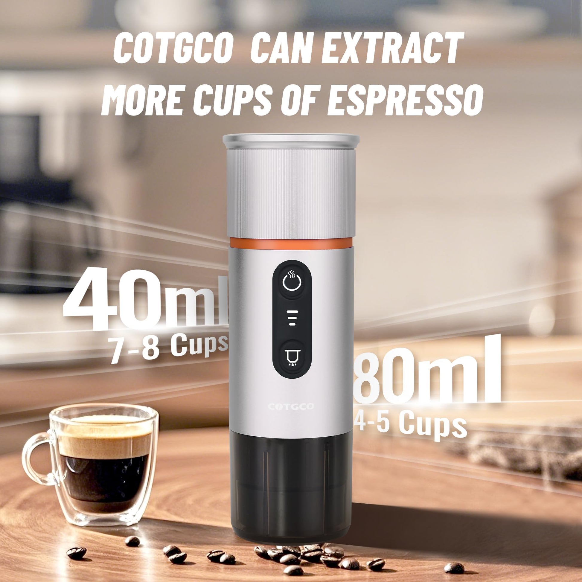 COTGCO - Cafetera portátil para viajes: cafetera portátil, autocalentamiento, haz 8 tazas de café de una carga, café en cualquier momento - Compatible con cápsulas Nespresso - Blanco