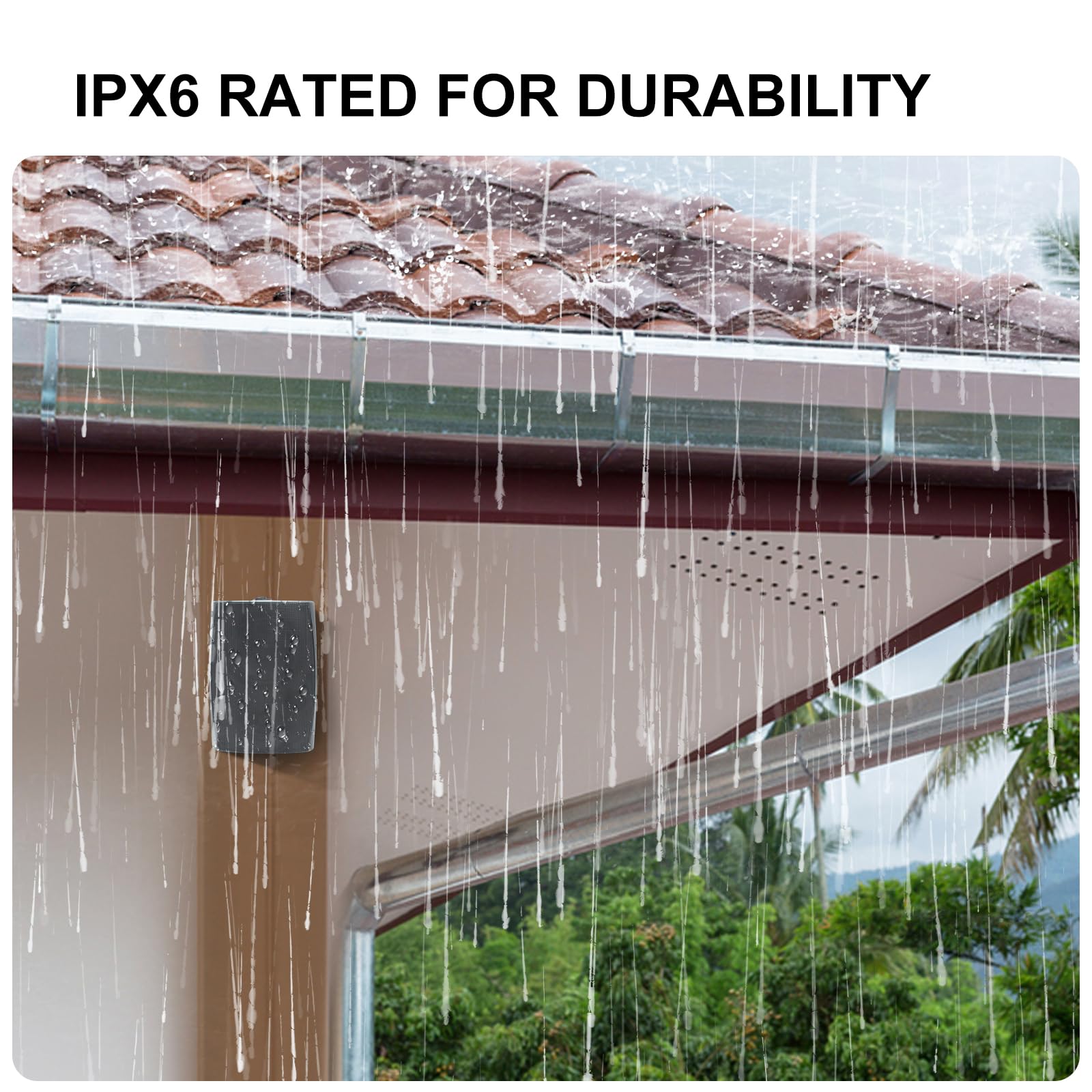 Herdio - Altavoces pasivos para exteriores de 6.5 pulgadas y 800 W, con cable, impermeables, de 2 vías, montados en la pared con bajo, adecuados para patio, piscina, terraza, porche, patio trasero,