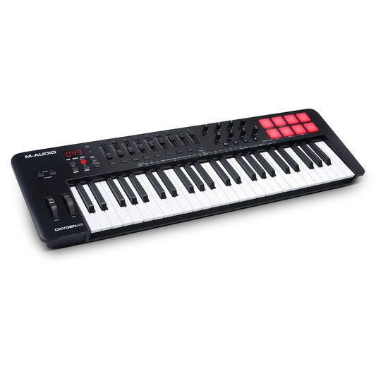 M-Audio Oxygen 49 V - Teclado controlador MIDI USB de 49 teclas con Beat Pads, modos Smart Chord y Scale, arpegiador y suite de software incluidos