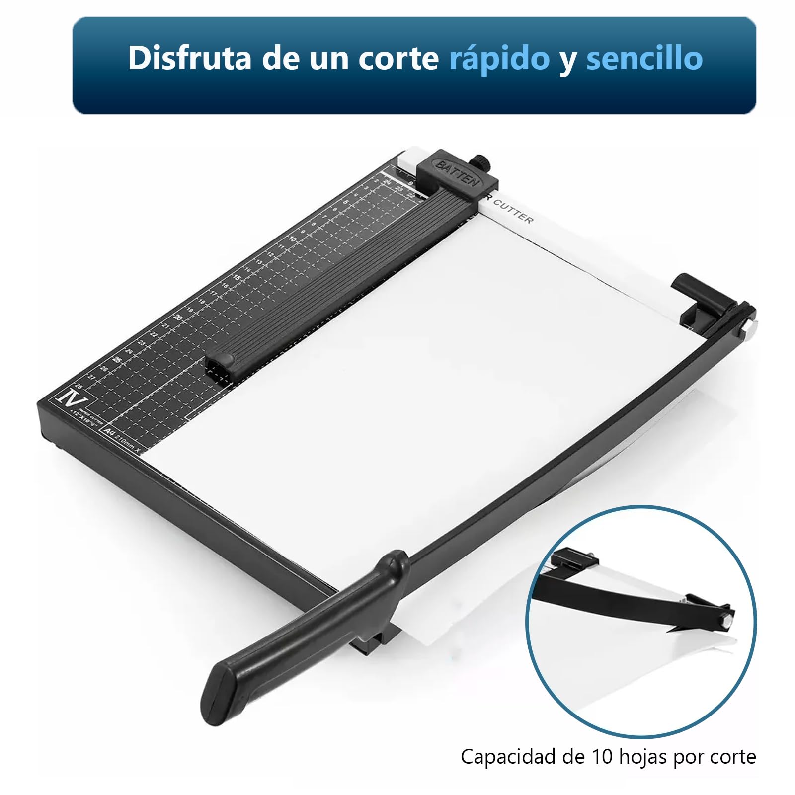 Guillotina Metal Cortador Afilado Papel Foto Tarjeta Cizalla A4 Diferentes Tamaño de Hoja para Hogar Oficina Casa Trabajo | Negro