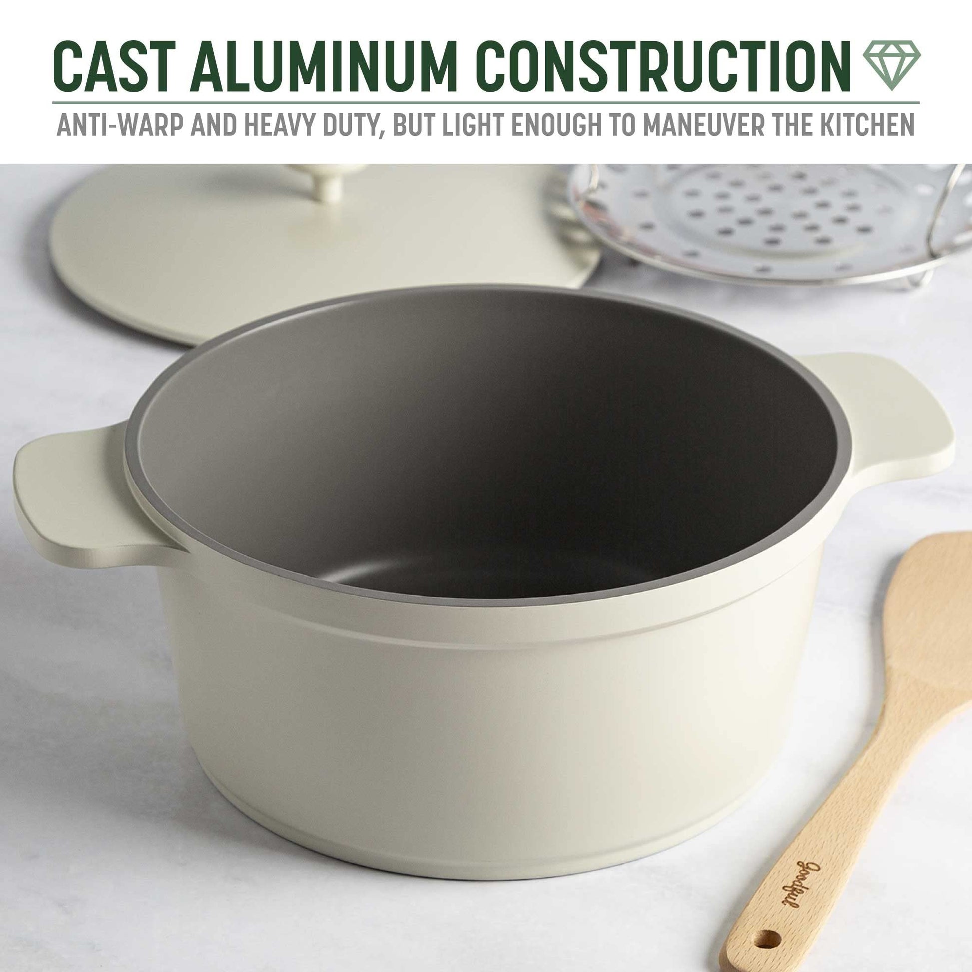 Goodful - Olla todo en uno, antiadherente de revestimiento múltiple, horno holandés fundido de alto rendimiento con tapa a juego, estante para asar y volteador, hecha sin PFOA, utensilios de cocina