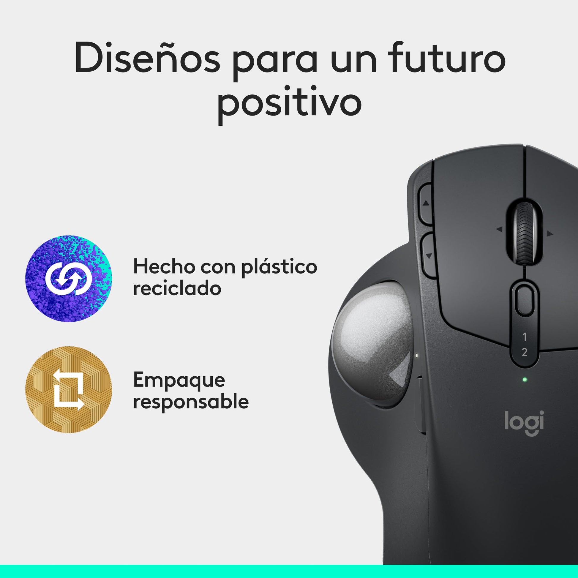 Mouse Ergonómico Inalámbrico Logitech MX Ergo Grafito con Trackball y 6 Botones Programables