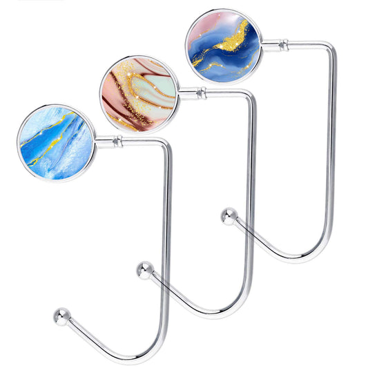 LESHIRY - Colgador de bolso, colgador de bolso, decoración de mesa para mujer, paquete de 3 bonitos ganchos de mármol-2