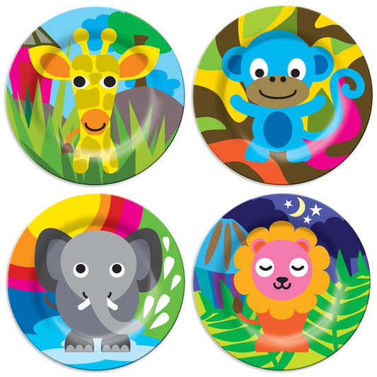 French Bull - Juego de cena libre de BPA para niños - Juego de platos de melamina para niños de 20.32 cm - Jungla, juego de 4, Láminas , Jungle, 20,32cm, 1