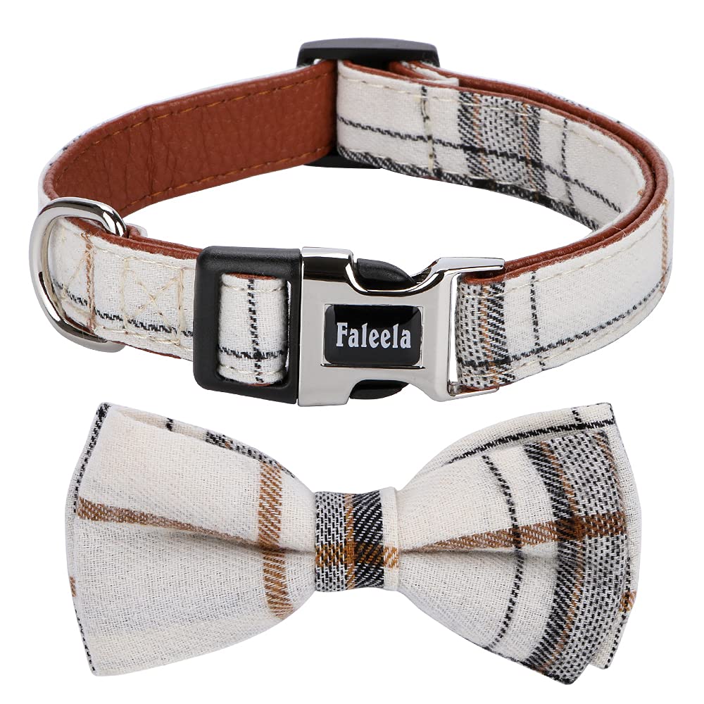Faleela Collar suave y cómodo para perro, desmontable y ajustable, para mascotas pequeñas, medianas y grandes (S, beige)