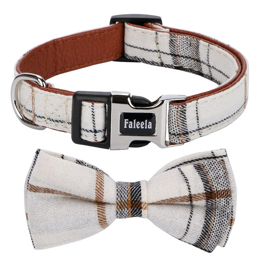 Faleela Collar suave y cómodo para perro, desmontable y ajustable, para mascotas pequeñas, medianas y grandes (S, beige)