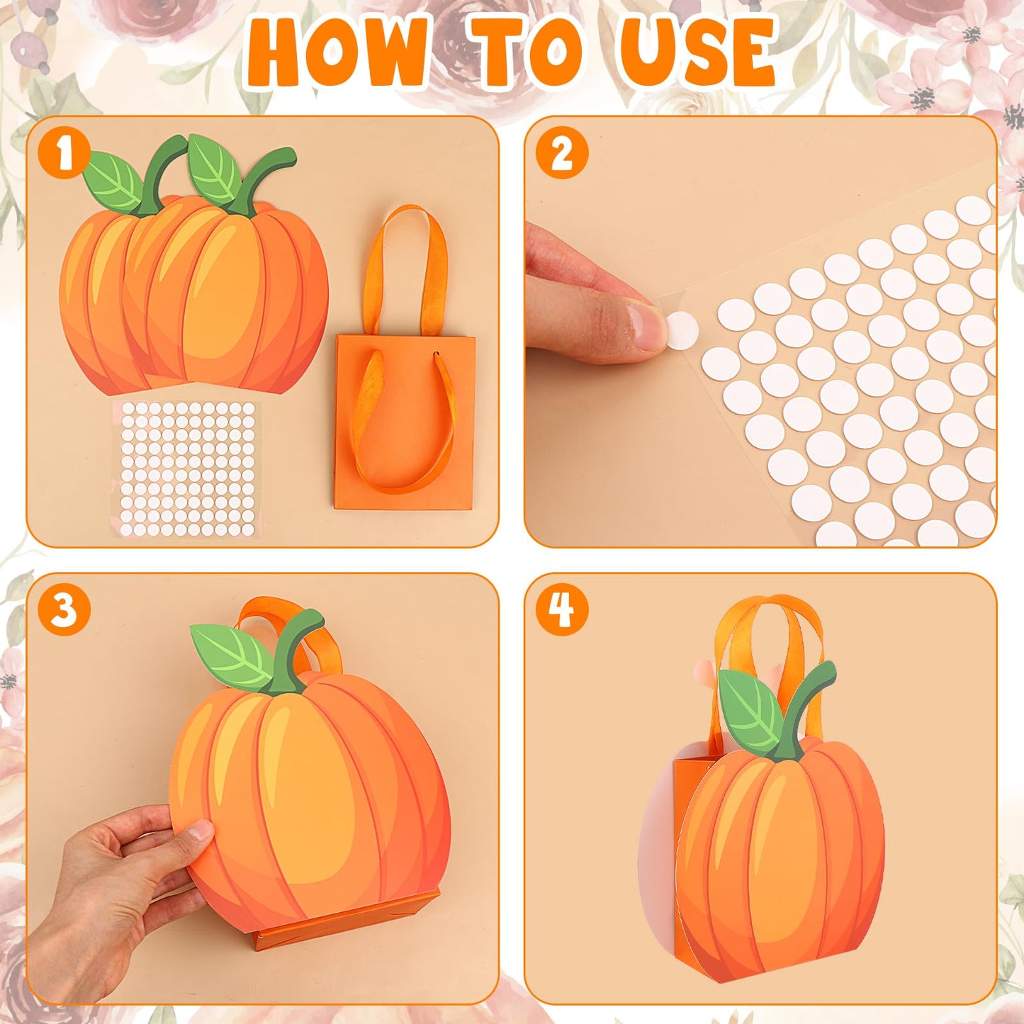 XEQWZVFR - Juego de 25 bolsas de regalo de papel de calabaza con asa, bolsas de dulces de otoño, bolsas de golosinas de caramelo, bolsa de regalo kraft para cosecha de otoño, Halloween, baby shower