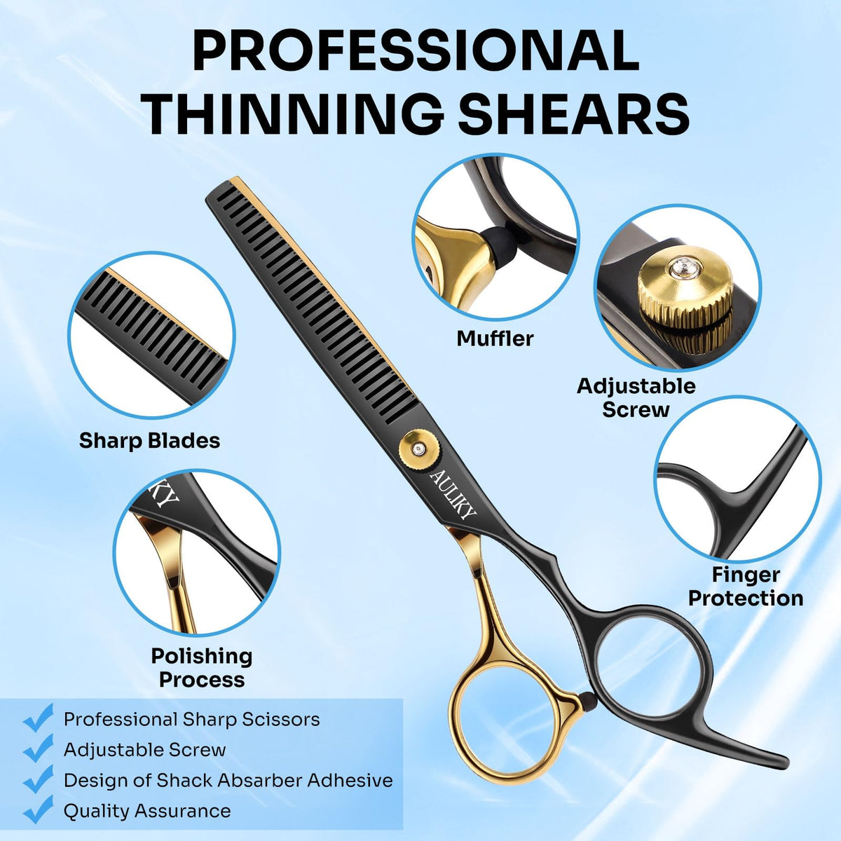 Tijeras de Peluquería Profesional,Juego de Tijeras de Pelo de Acero Inoxidable con Capa de Barbero y Peine, Tijeras para Cabello con Clip y Bolsa de Almacenamiento para Hogar, Eluquería, Set de Tijeras Cortar Pelo para Hombres y Mujeres
