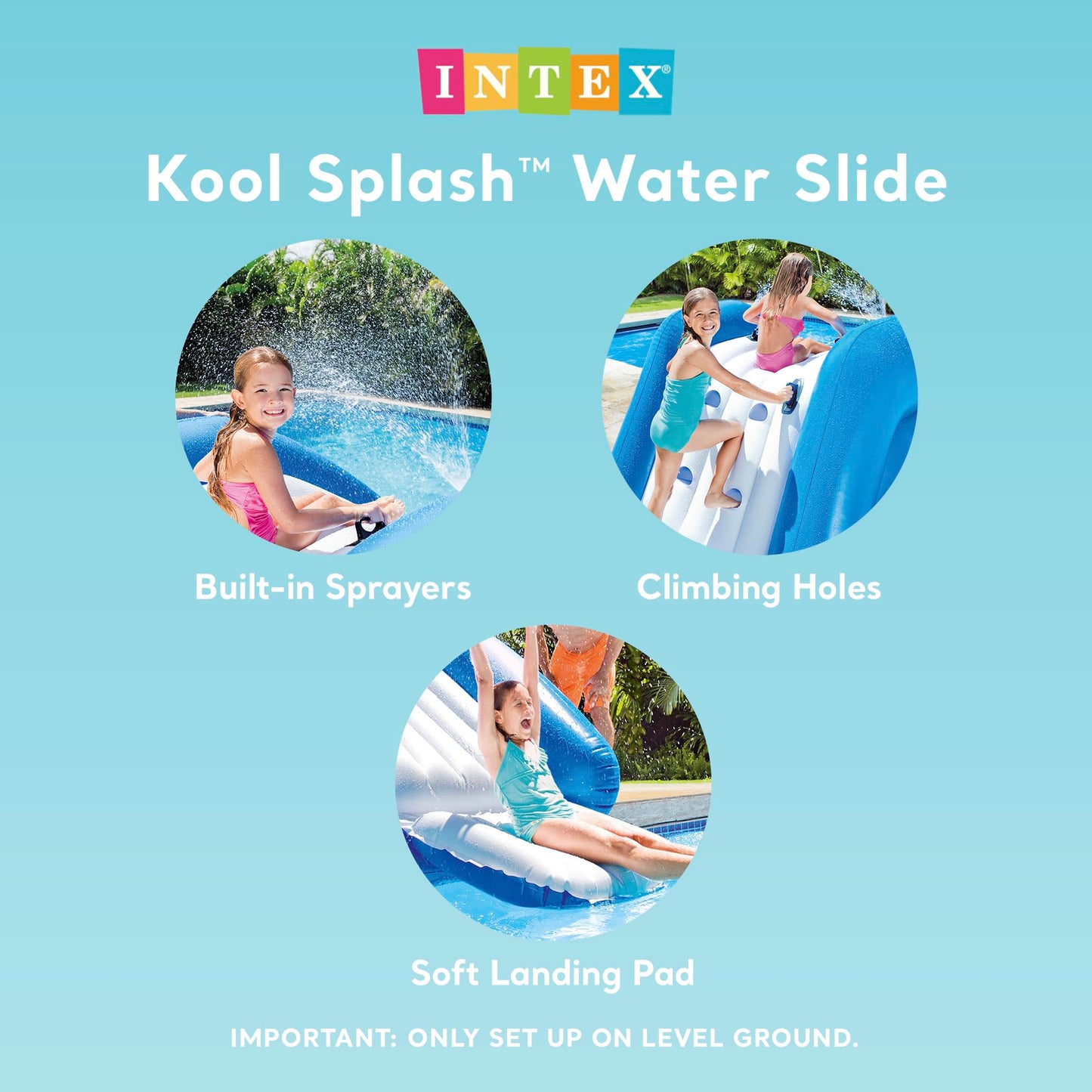 INTEX Tobogán de Agua, Inflable Play Center, 342,9 x 205,7 x 127 cm para Edades de 6 +