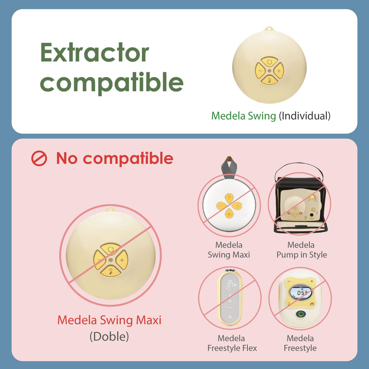 Kit de tubo y extractor compatible con Medela Swing; incluye embudo mediano, válvula, membrana y tubo de repuesto