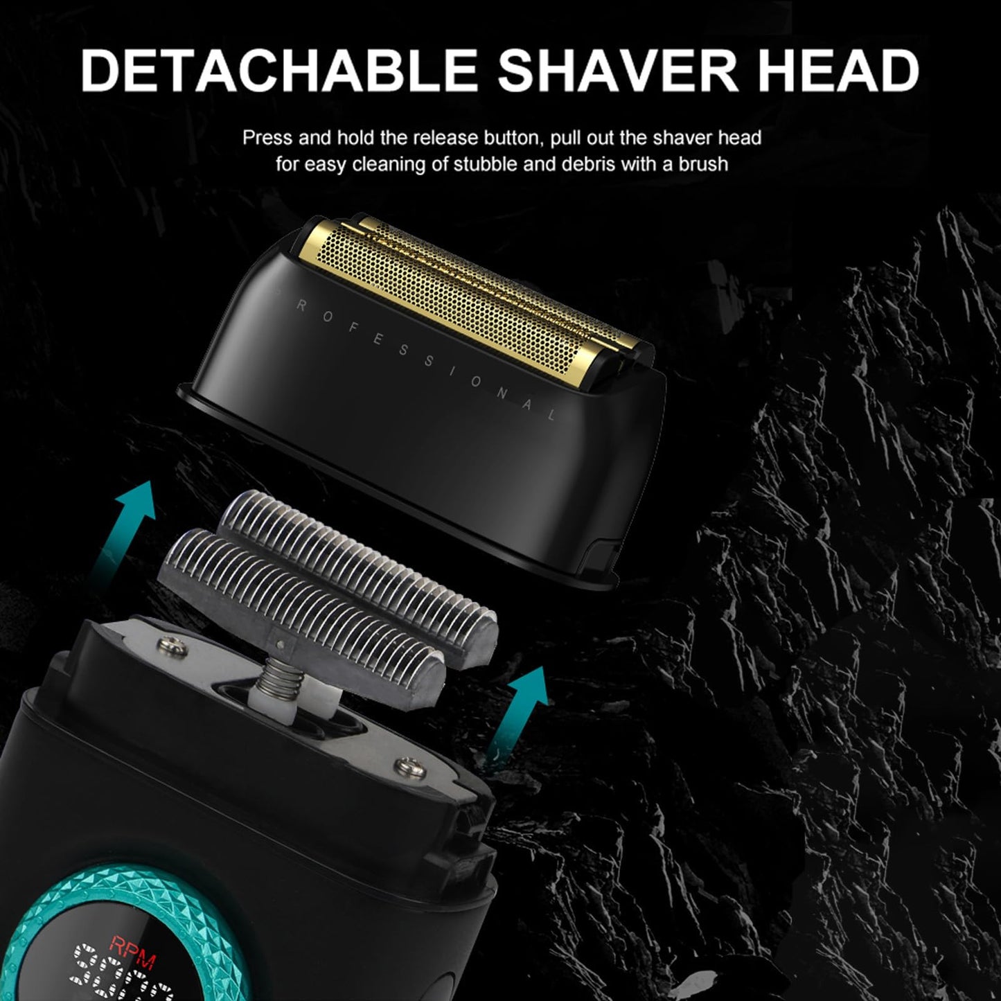 VGR-378 Afeitadoras eléctricas para hombres, afeitadora de láminas con triple hoja flotante, afeitadora eléctrica inalámbrica para hombres, afeitadora para calvos con motor de 9000 RPM, láminas de tit