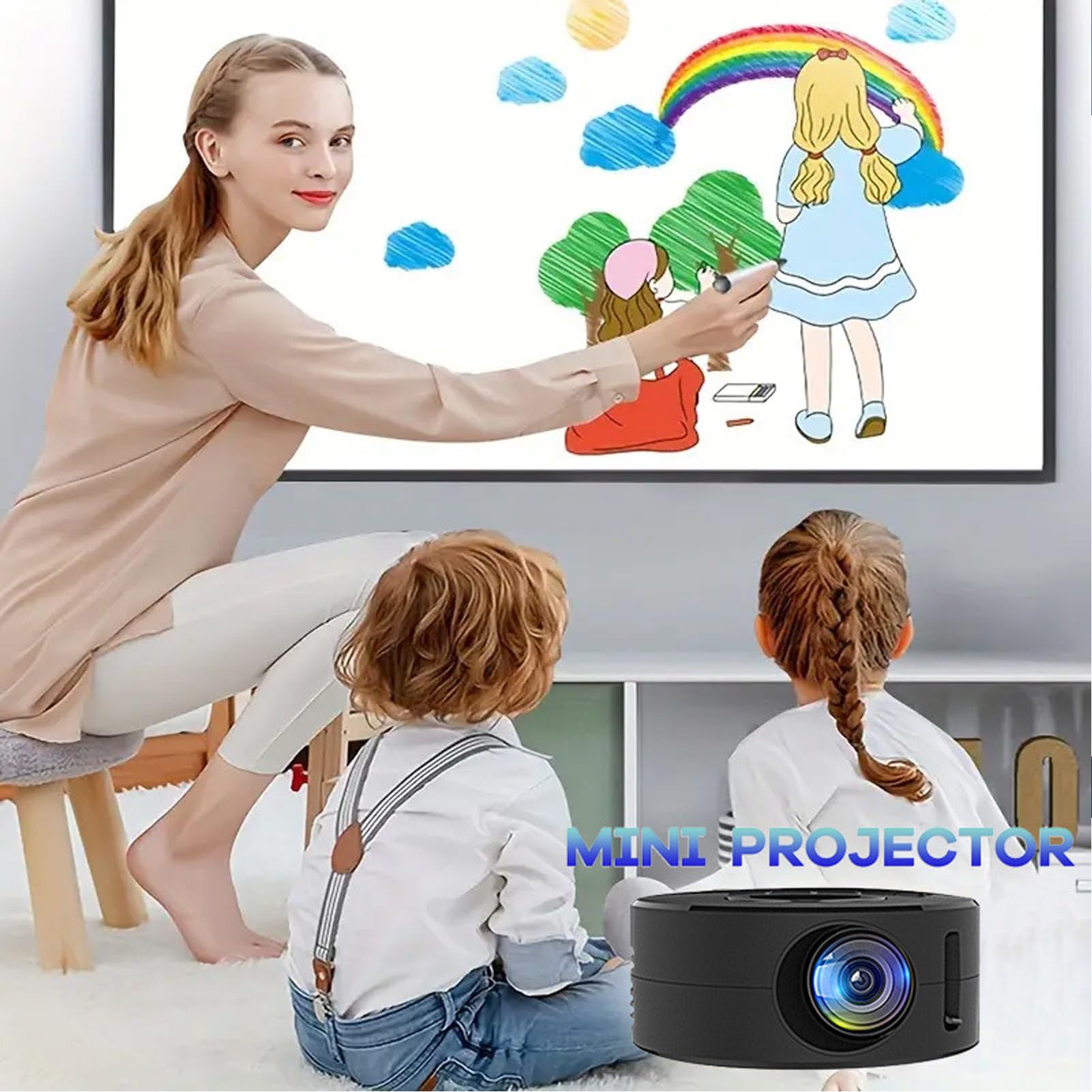 Mini Proyector Zopsc Full HD 1080P Portátil con Altavoz Incorporado para iOS