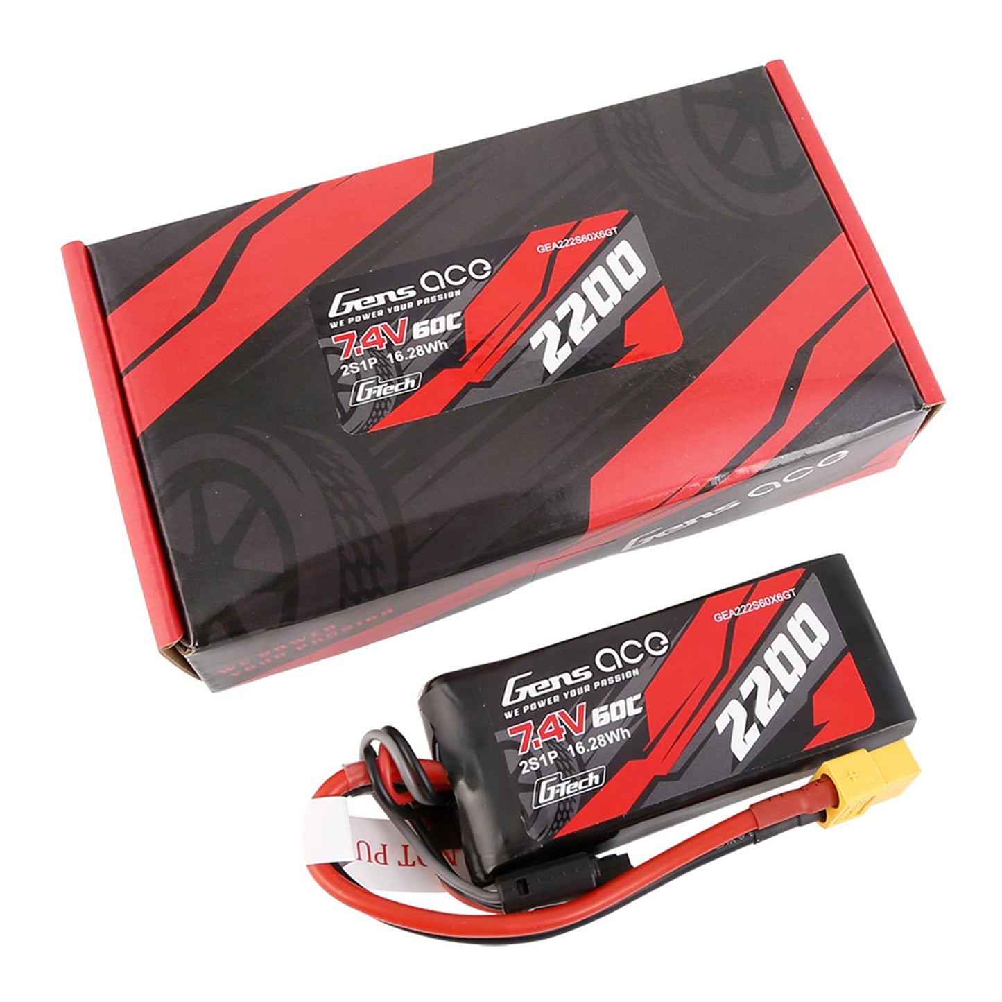 Batería GensAce G-Tech LiPo 2200mAh 7.4V 60C 2S1P XT60