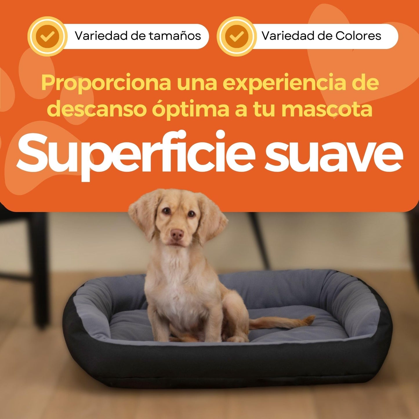 Cama para Perro Hills Medium Negra Gris Resistente y Confortable con Relleno Suave