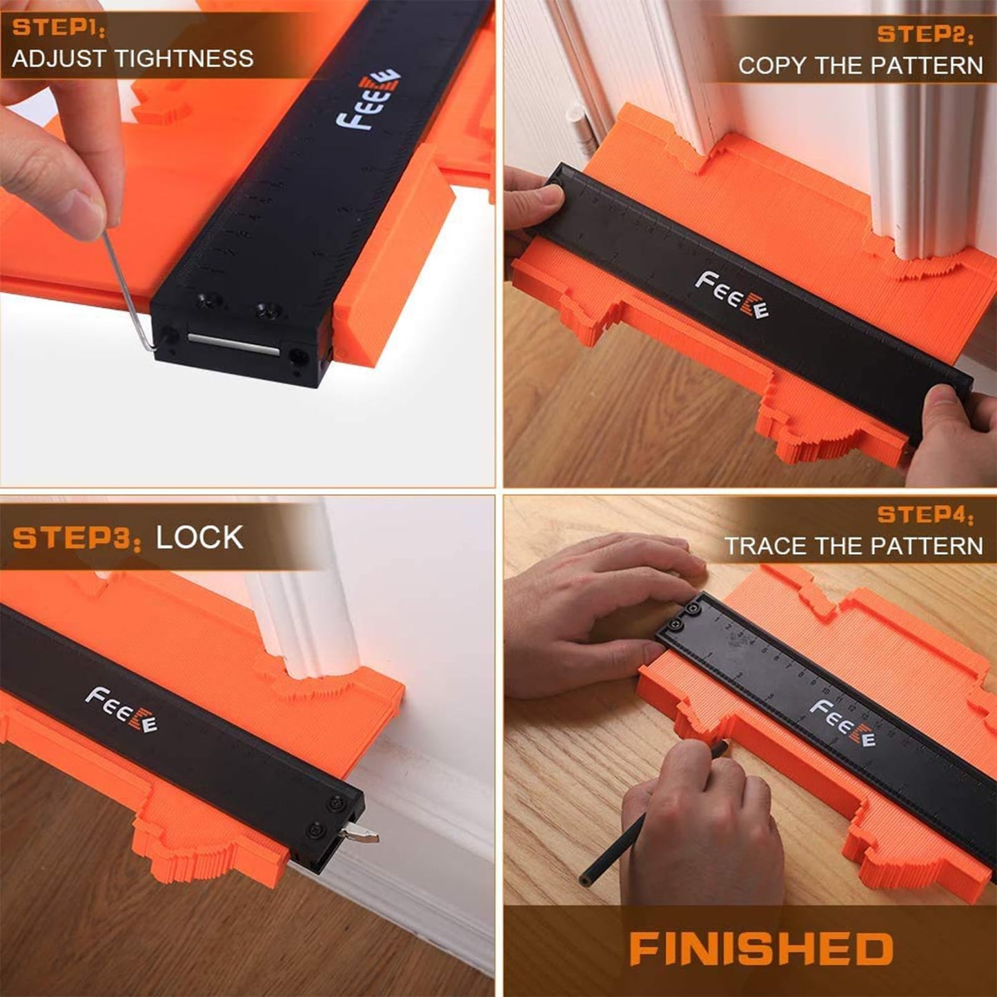 Medidor de Contorno con Herramienta de Perfil de Bloqueo 12 Pulgadas para Hombre