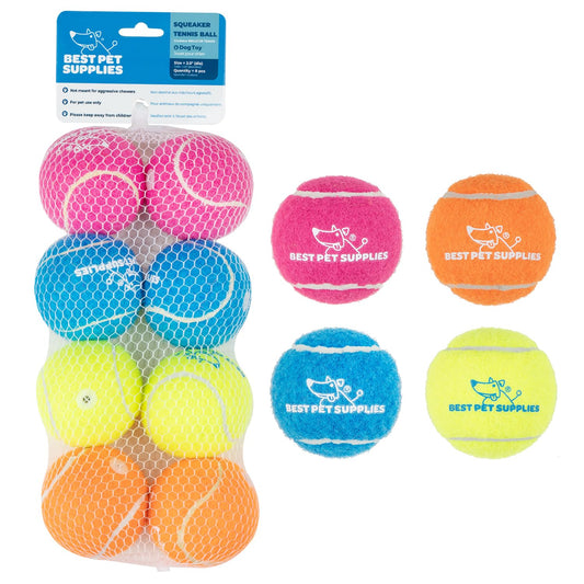Best Pet Supplies - Pelotas de Tenis chirriantes para Perros, Paquete de 8, Juguetes interactivos de Alta Resistencia para lanzar y Buscar, apoya el Ejercicio y el Entrenamiento de Comportamiento