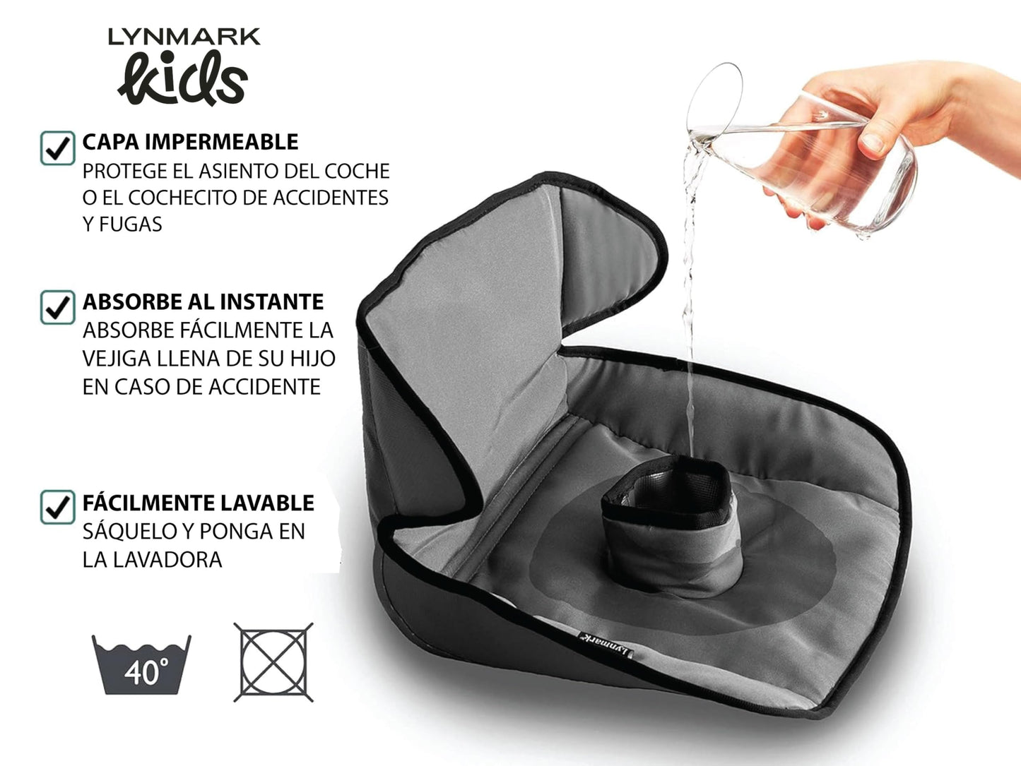 Lynmark® Protector de Asiento de Coche para Entrenamiento de Orinal - Funda Resistente al Agua con Almohadillas Blandas para Niños Pequeñitos y Asientos de Bebé - Esterilla Universal Lavable y Apta