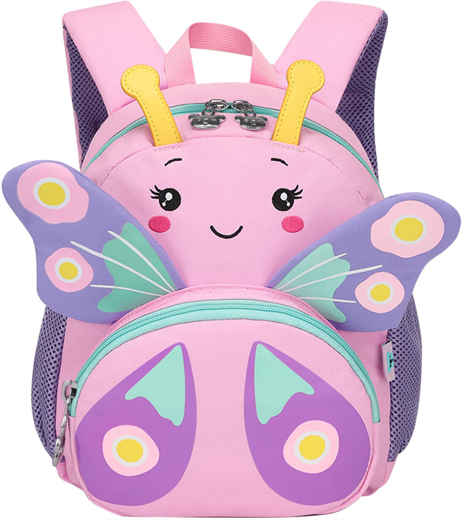 CAMTOP - Mochila para niños pequeños con dibujos animados en 3D, para niñas, niños, viajes, guardería, rosado (Butterfly-pink), 1-4 años, Moderno