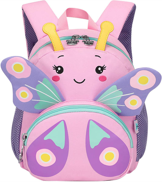 CAMTOP - Mochila para niños pequeños con dibujos animados en 3D, para niñas, niños, viajes, guardería, rosado (Butterfly-pink), 1-4 años, Moderno