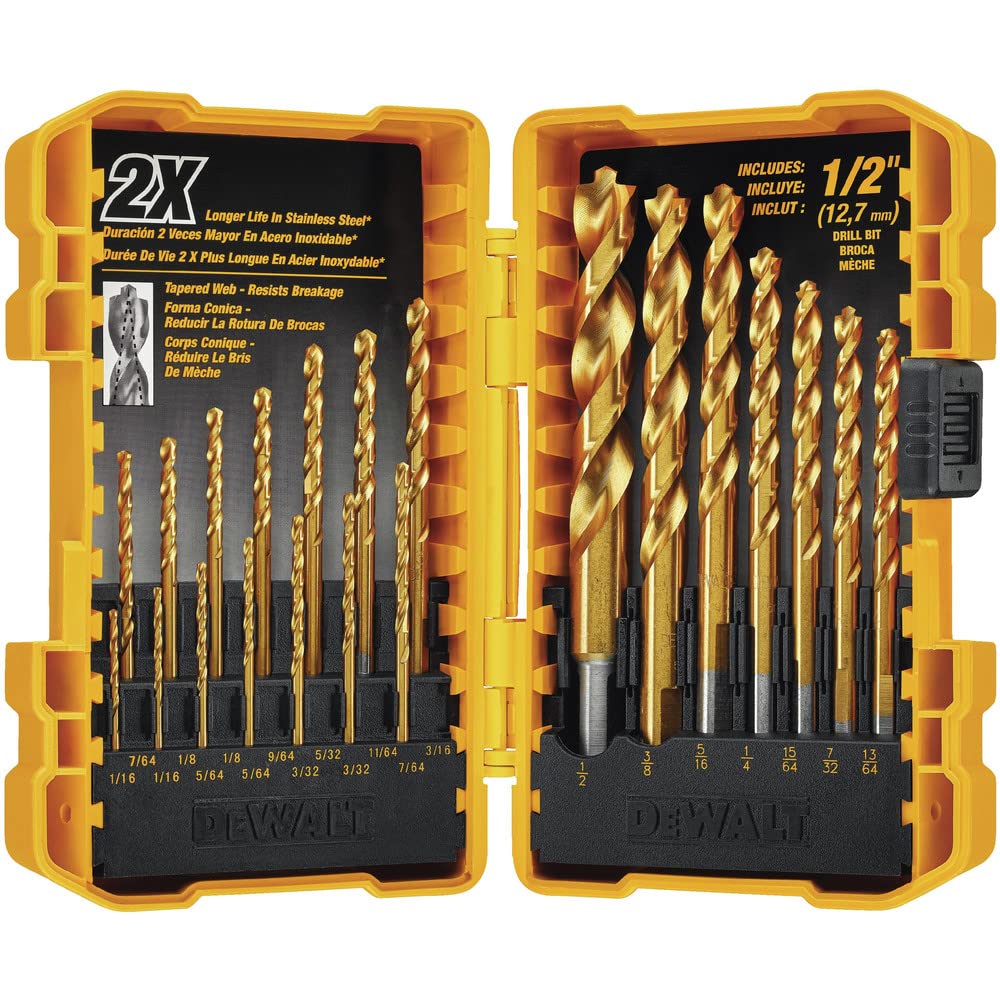 DEWALT Juego de Brocas de Titanio Pilot Point para Taladros Rotomartillos (21 Piezas) DW1361