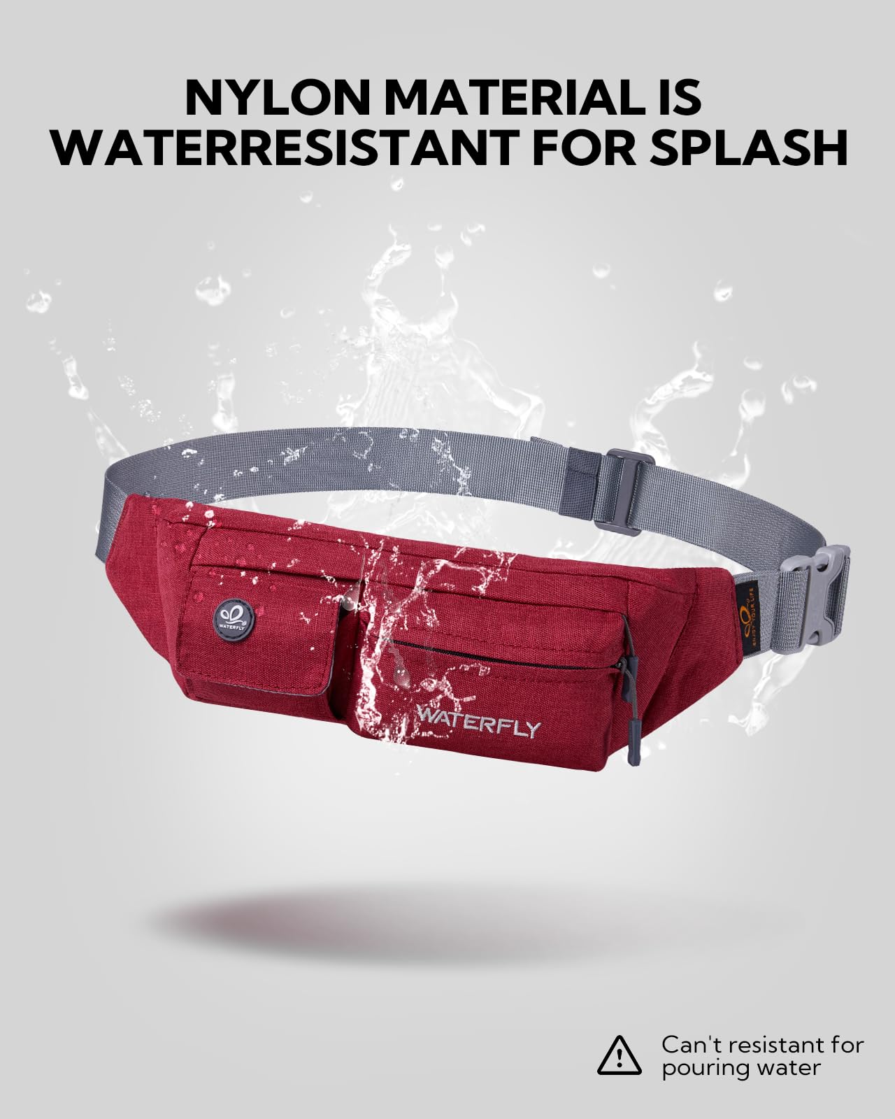 Riñonera WATERFLY Negra Resistente al Agua delgada para Hombre y Mujer