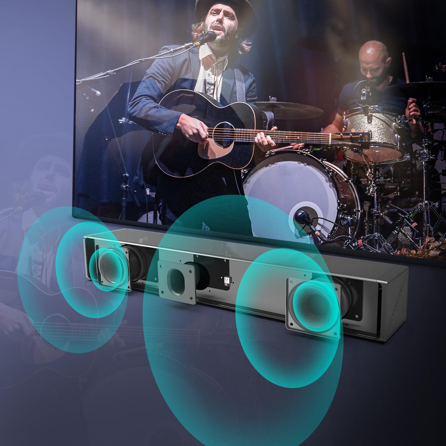 BESTISAN Barras de sonido para TV, barra de sonido de 16.5 pulgadas con entradas ópticas, AUX, USB y Bluetooth, barra de sonido para TV (DSP, TREB y graves ajustables, modo de conmutación cíclica,