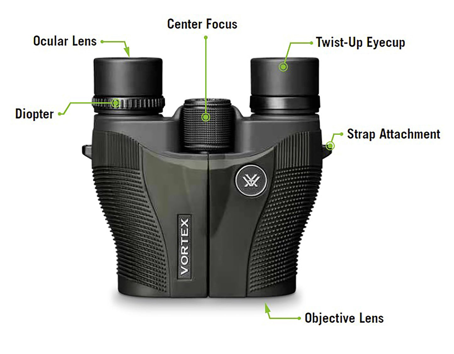 Vortex Optics Vanquish prismáticos, Verde, 10x26