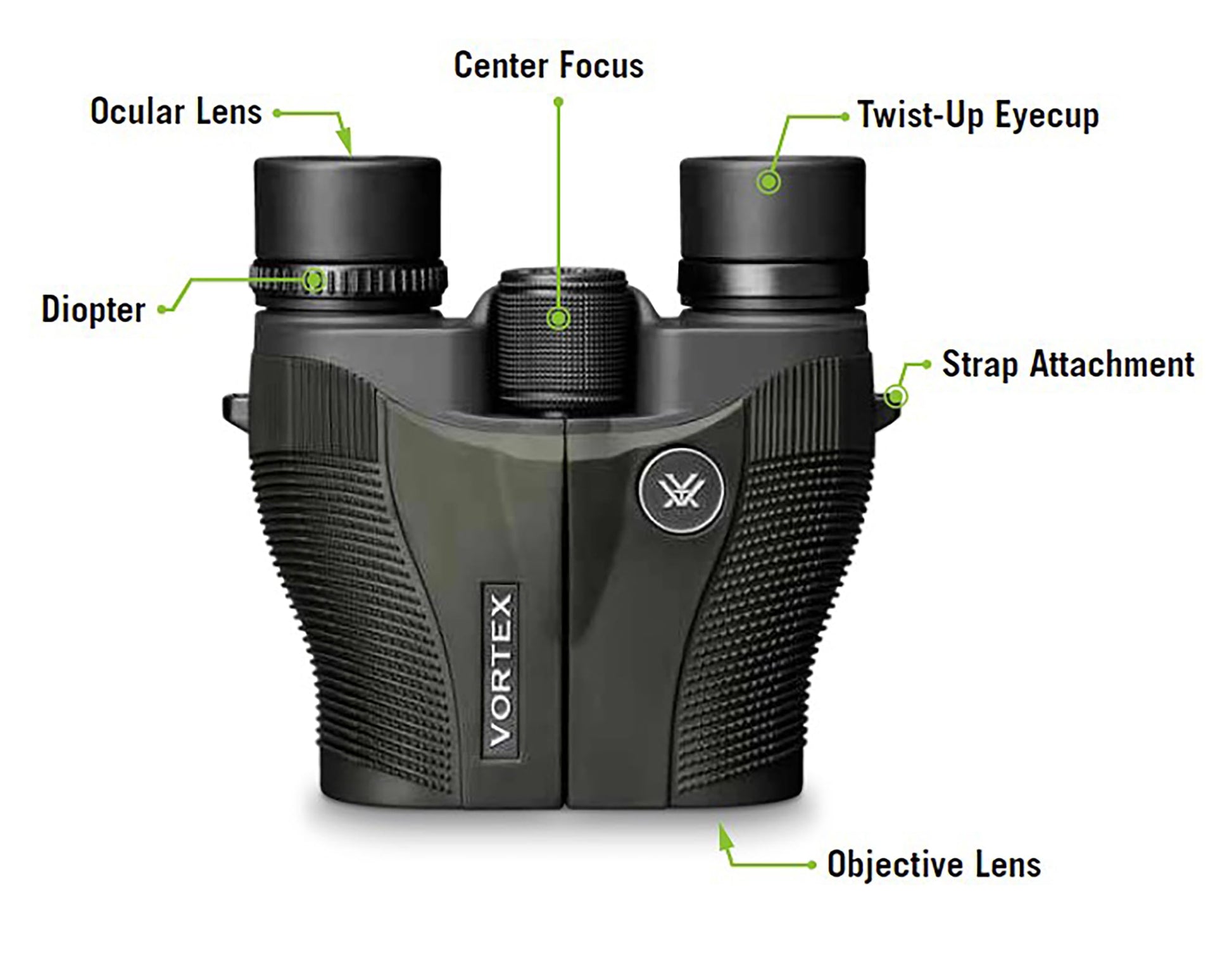 Vortex Optics Vanquish prismáticos, Verde, 10x26