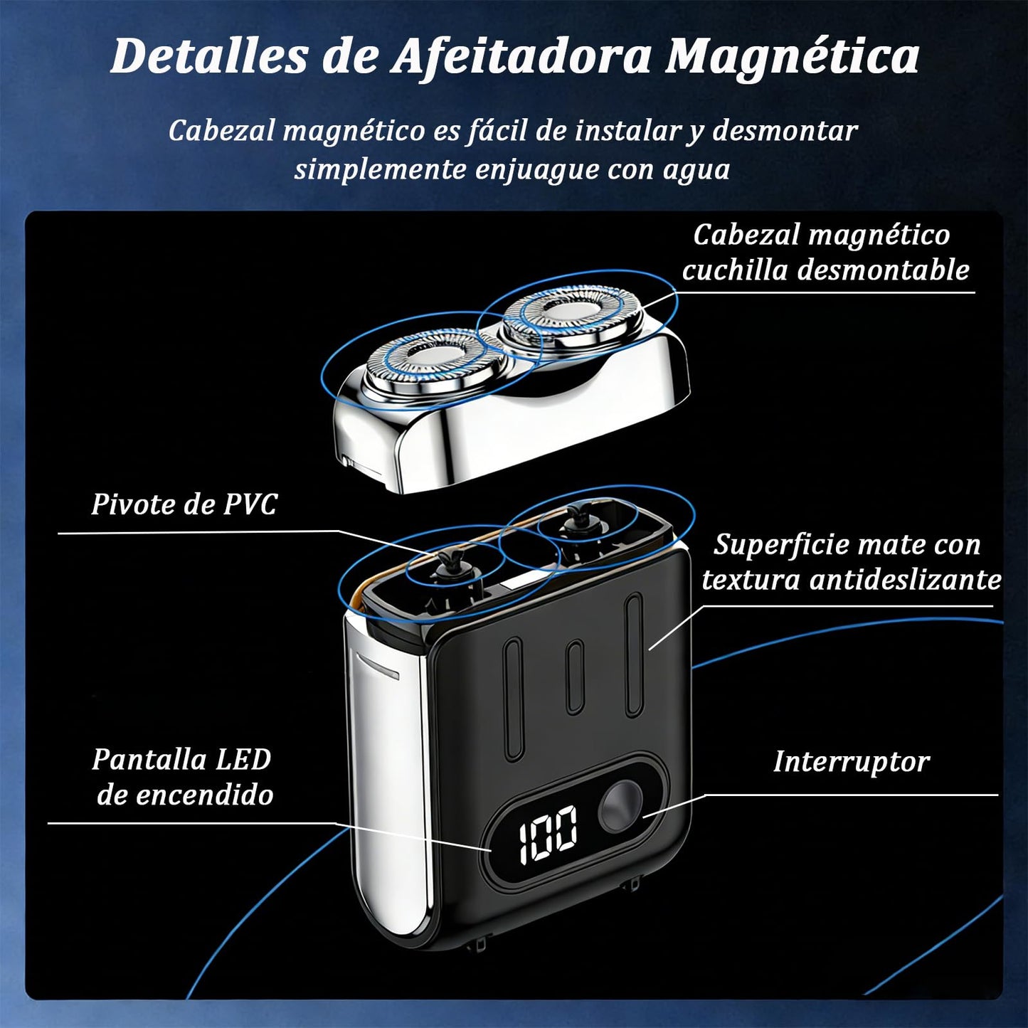 Afeitadora Eléctrica Portátil Rotativa,9000 Rpm de Mini Rasuradora Eléctrica,Luggage Electric Shaver,Doble Cabezal,un Botón,Uso en Seco y Húmedo,Afeitado Precisión de 360°,para Viajes,Hogar y Oficina (Negro)
