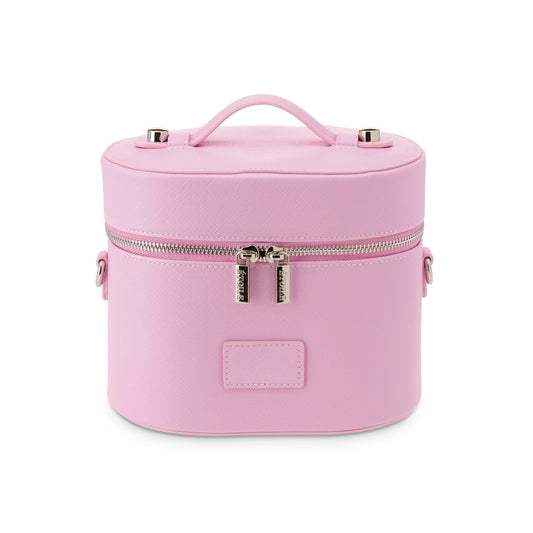 ETOILE - Estuche de aseo ovalado, organizador de bolsa de maquillaje de viaje con correa para el hombro y divisor extraíble, Rosado lavanda, Mini estuche de viaje cosmético