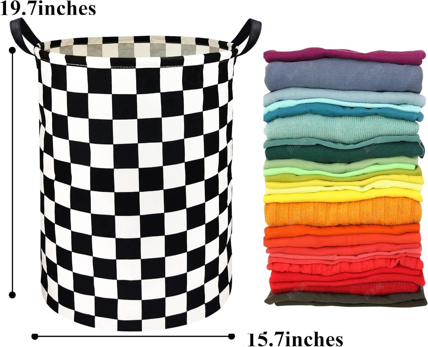 Cesta de lavandería a cuadros color blanco y negro, bolsa de lavandería portátil plegable, cestas de almacenamiento, cesta de lavandería para bebé, cesta de almacenamiento de juguetes, cesta de