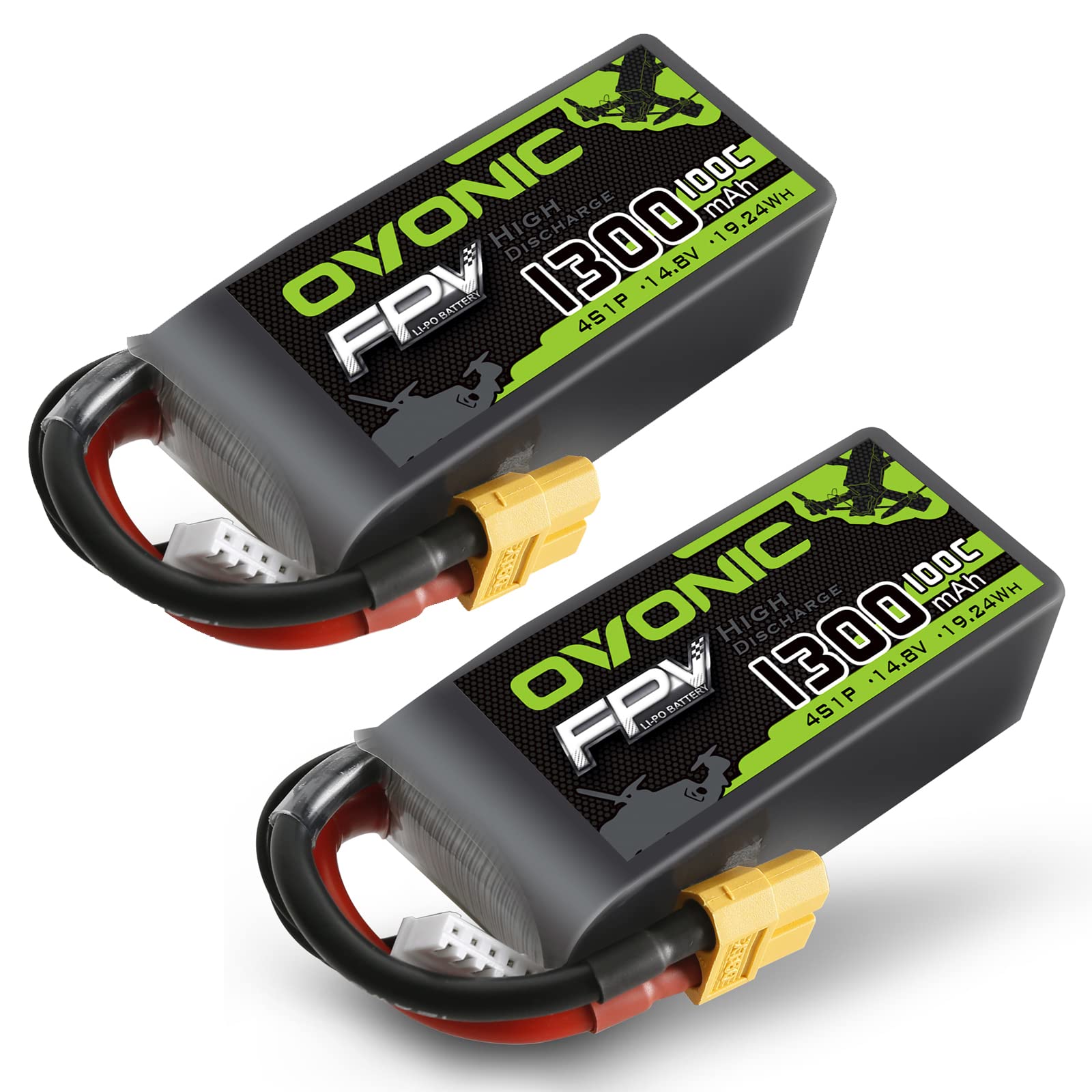 Batería Lipo OVONIC 4s 100C 1300mAh 14.8V con conector XT60 para Drone RC FPV Racing Quadcopter