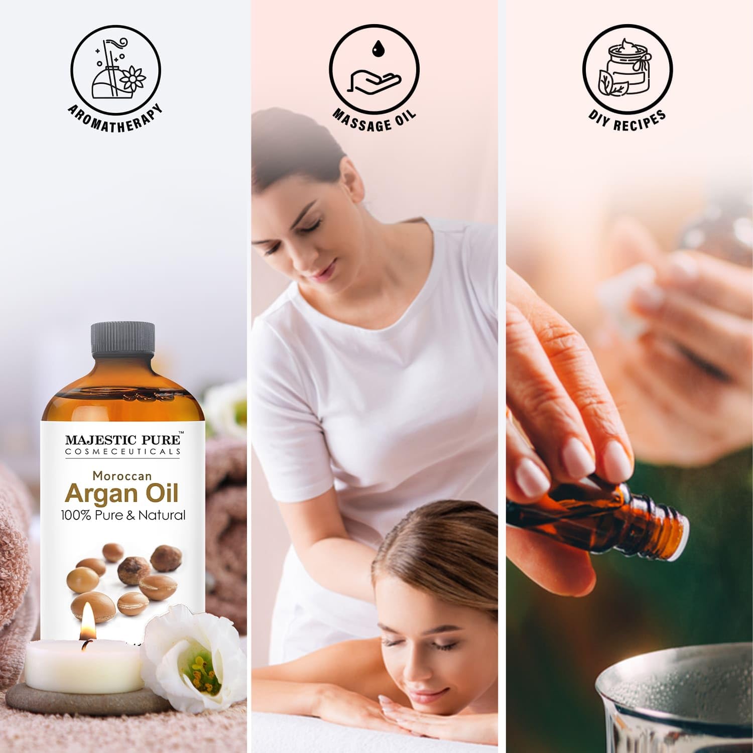 MAJESTIC PURE Garselay Moroccan Argan Oil for Hair and Face From Majestic Pure, 100% Natural, Organic, Cold Pressed & Triple Extra Virgin Grade 1 Argan Oil - 4 Oz by Majestic Pure