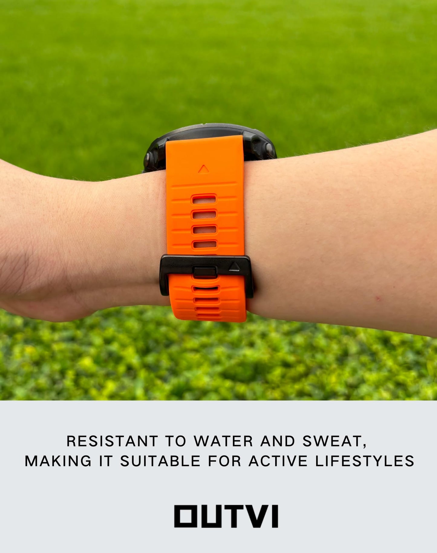 OUTVI 22mm watch band for garmin fenix 5 6 7 pro Sapphire Solar Forerunner 965 955 935 745 epix Pro Gen 2 47mm only soft silicone quick fit 22 watch bands replacement for men women Orange