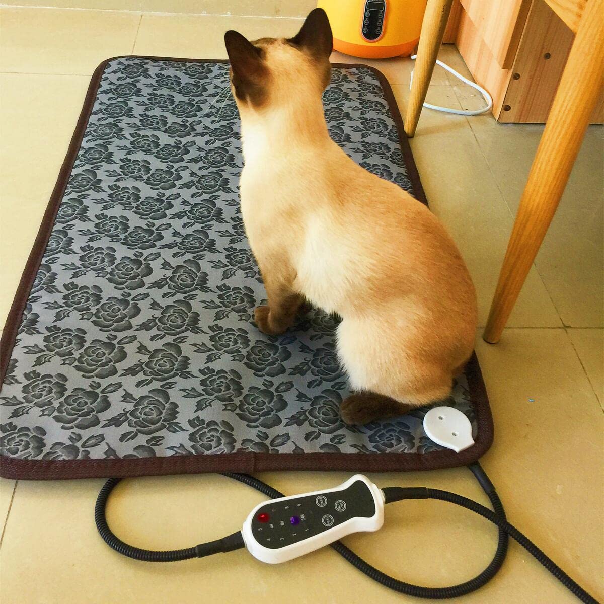 Cama térmica para perro, almohadilla térmica para perros, almohadilla térmica para cachorros en interiores, cama calentada para mascotas, cama para gatos al aire última intervensión, 33 pulgadas de largo x 21 pulgadas de ancho, termostato ajustable de 4 t