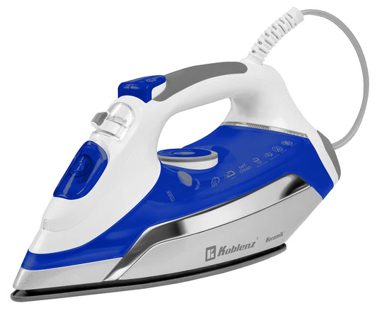 Plancha de Vapor Koblenz Azul Plata con Suela Cerámica y Antisarro de 1800W