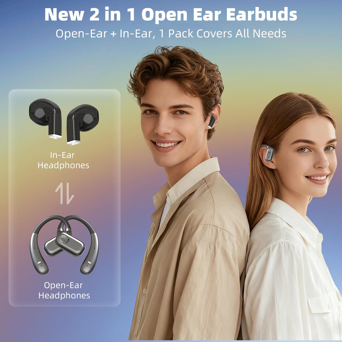 Auriculares Bluetooth 5.4 Inalámbricos xzqioue Negros con Cancelación de Ruido y Control Táctil