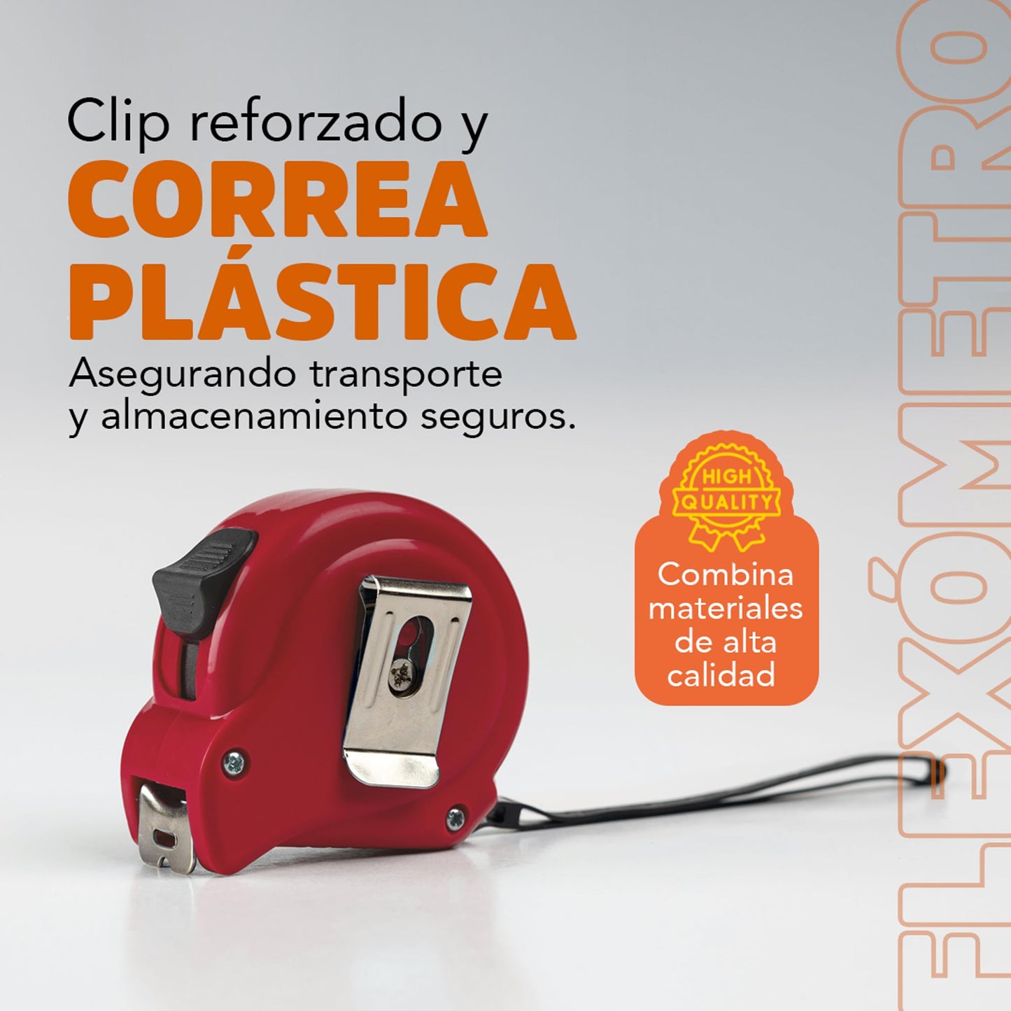 Flexómetro WALKON Rojo Cinta Blanca con Escala en Centímetros, Pulgadas y Fracciones