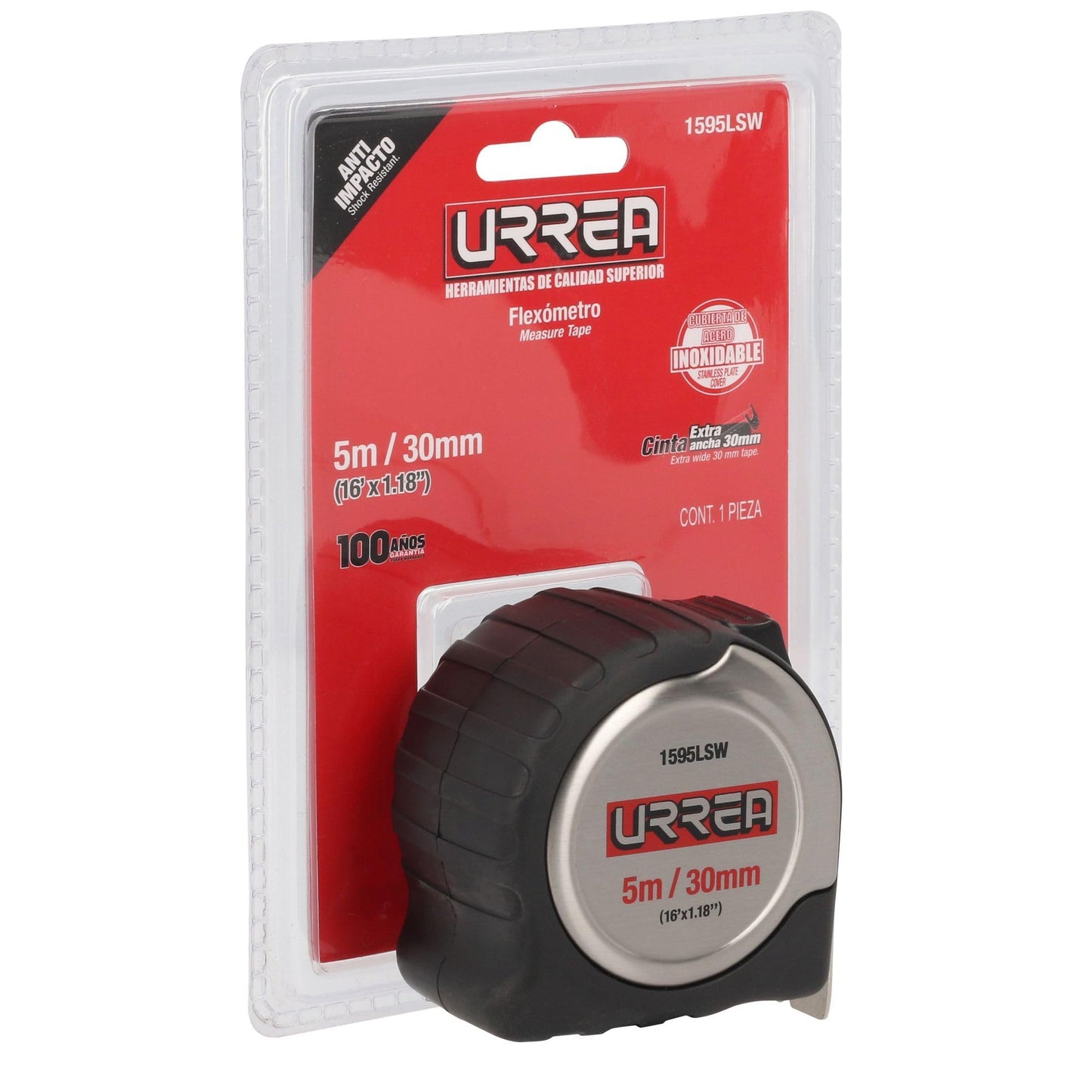 Flexómetro de Acero Inoxidable Urrea 5 m X 30 mm