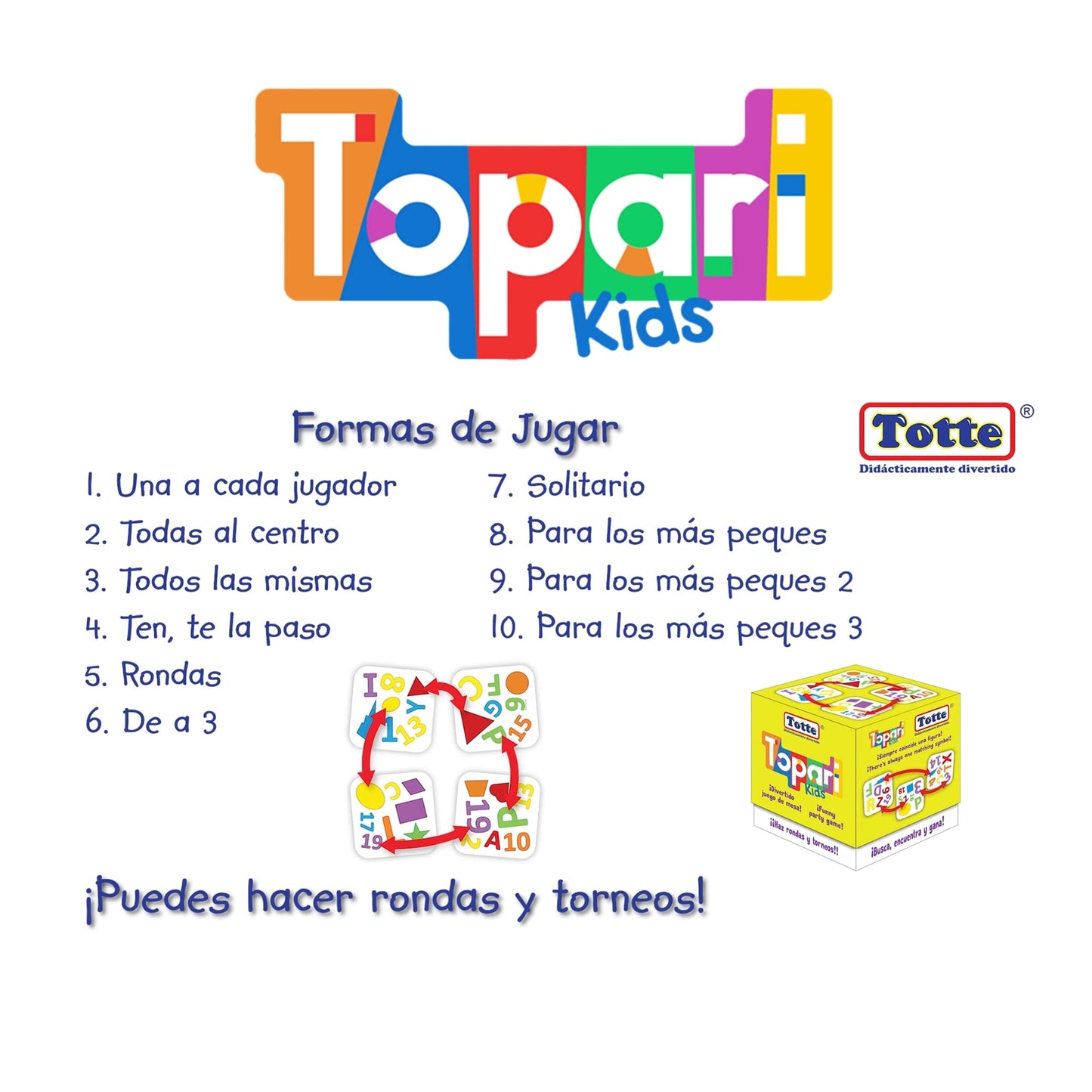 Juego de Cartas Topari Totte Siempre Coincide Una Figura 10 Formas de Jugar para Niños