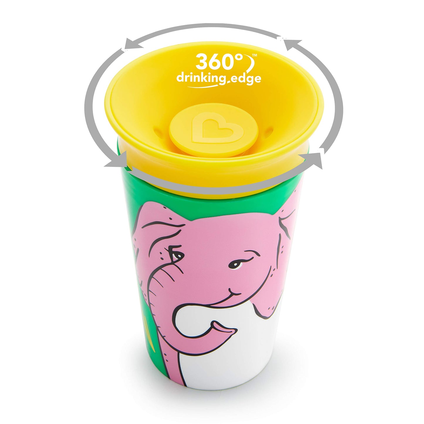 Munchkin Miracle 360 Wildlove - Taza de desayuno, 8 onzas, diseño de elefante