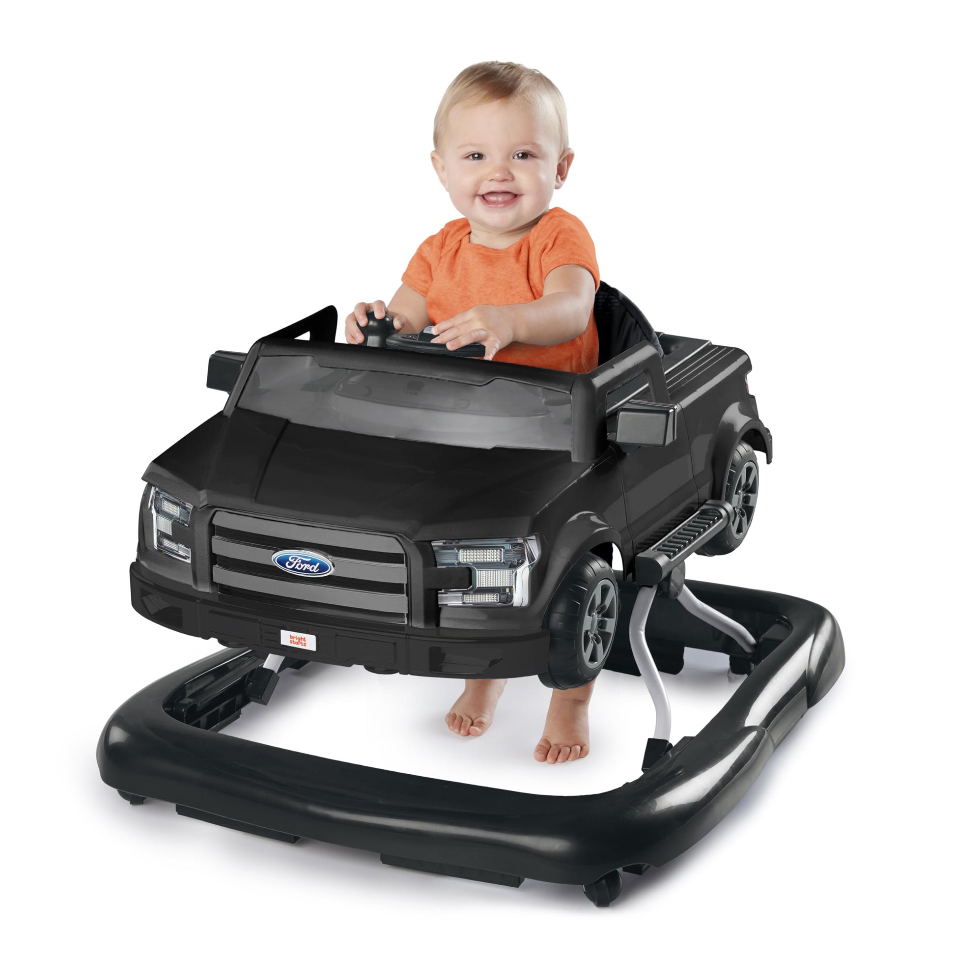 Bright Starts Ford F-150 4 en 1 Ágata negro centro de actividades para bebé y caminante de empuje con volante interactivo extraíble, juguete de 6 meses en adelante